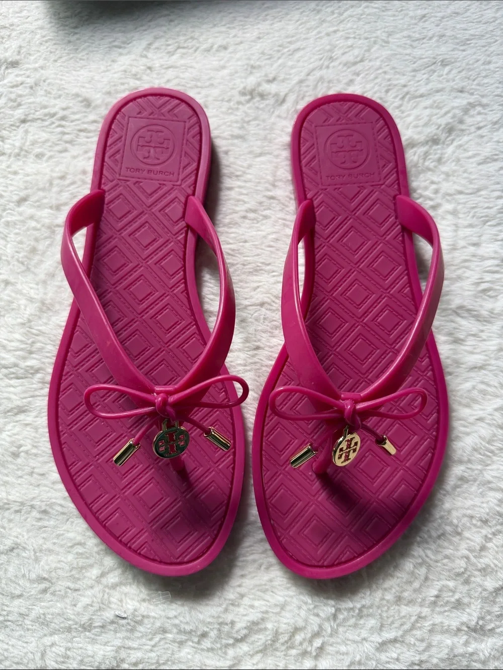 Tory Burch Hot Pink Bow Flip Flop Sandals